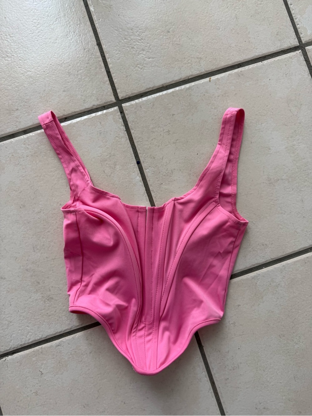Pink bustier crop top